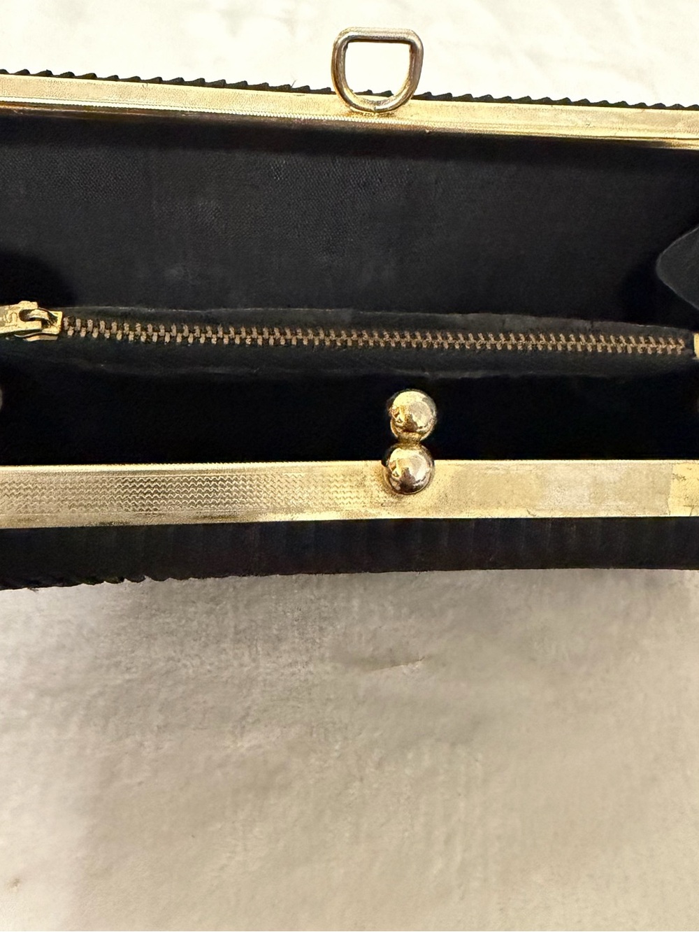 Vintage Black Evening Clutch with Gold Hardware